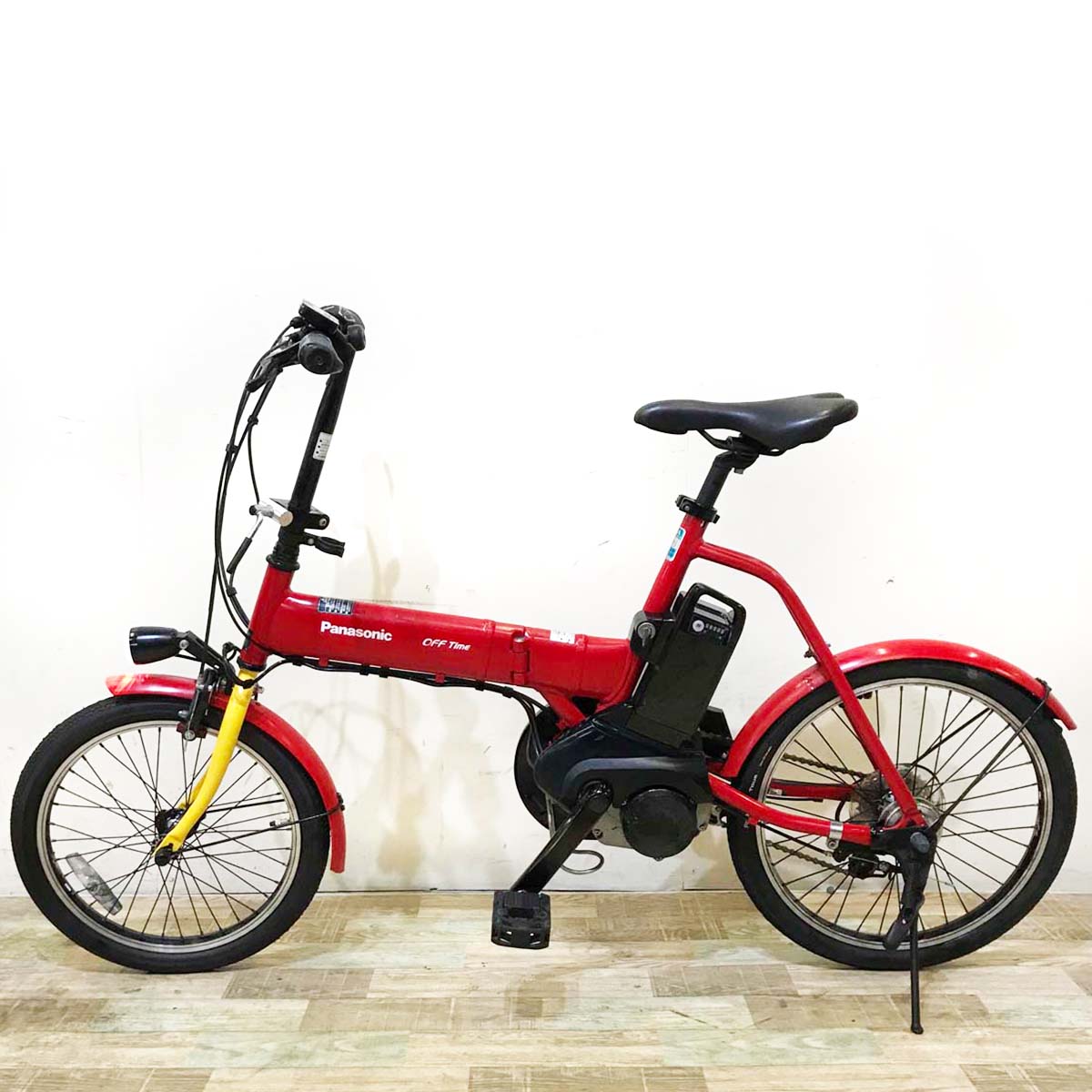 折りたたみ パナソニック オフタイム レッド × イエロー 前18×後20インチ KX021 【中古車】