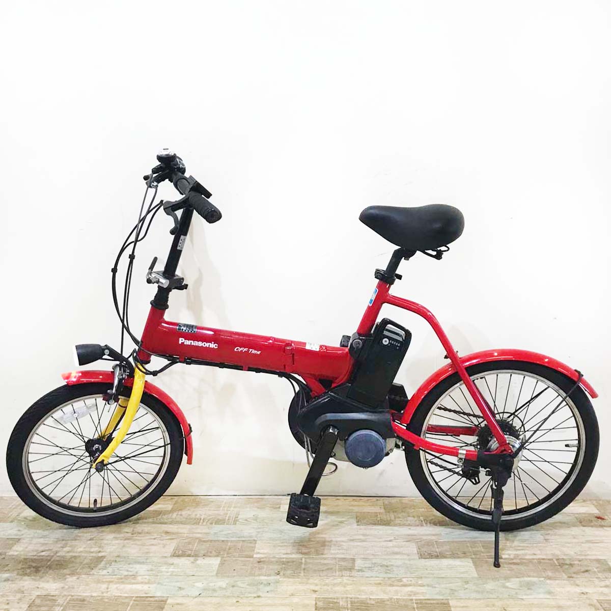 折りたたみ パナソニック オフタイム レッド × イエロー 前18×後20インチ KT092 【中古車】