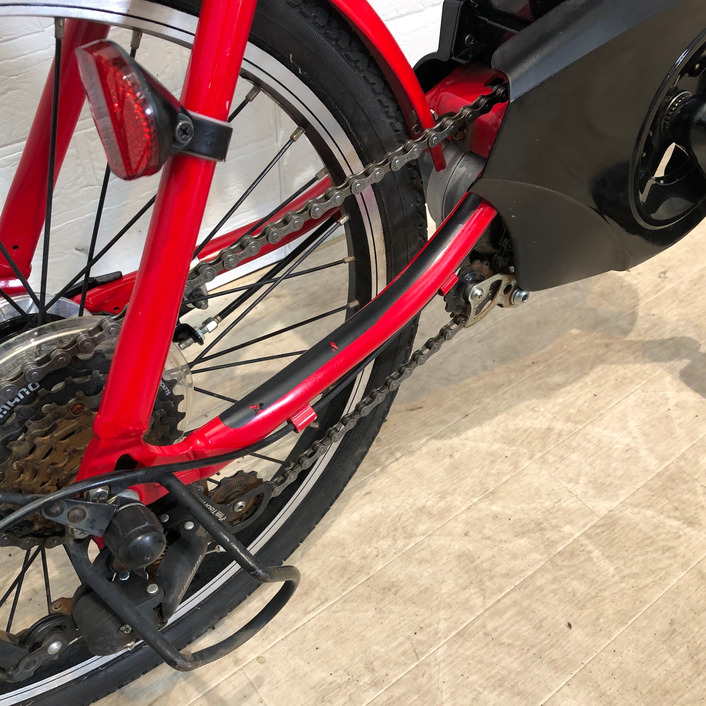 折りたたみ パナソニック オフタイム レッド × イエロー 前18×後20インチ YN009 【中古車】