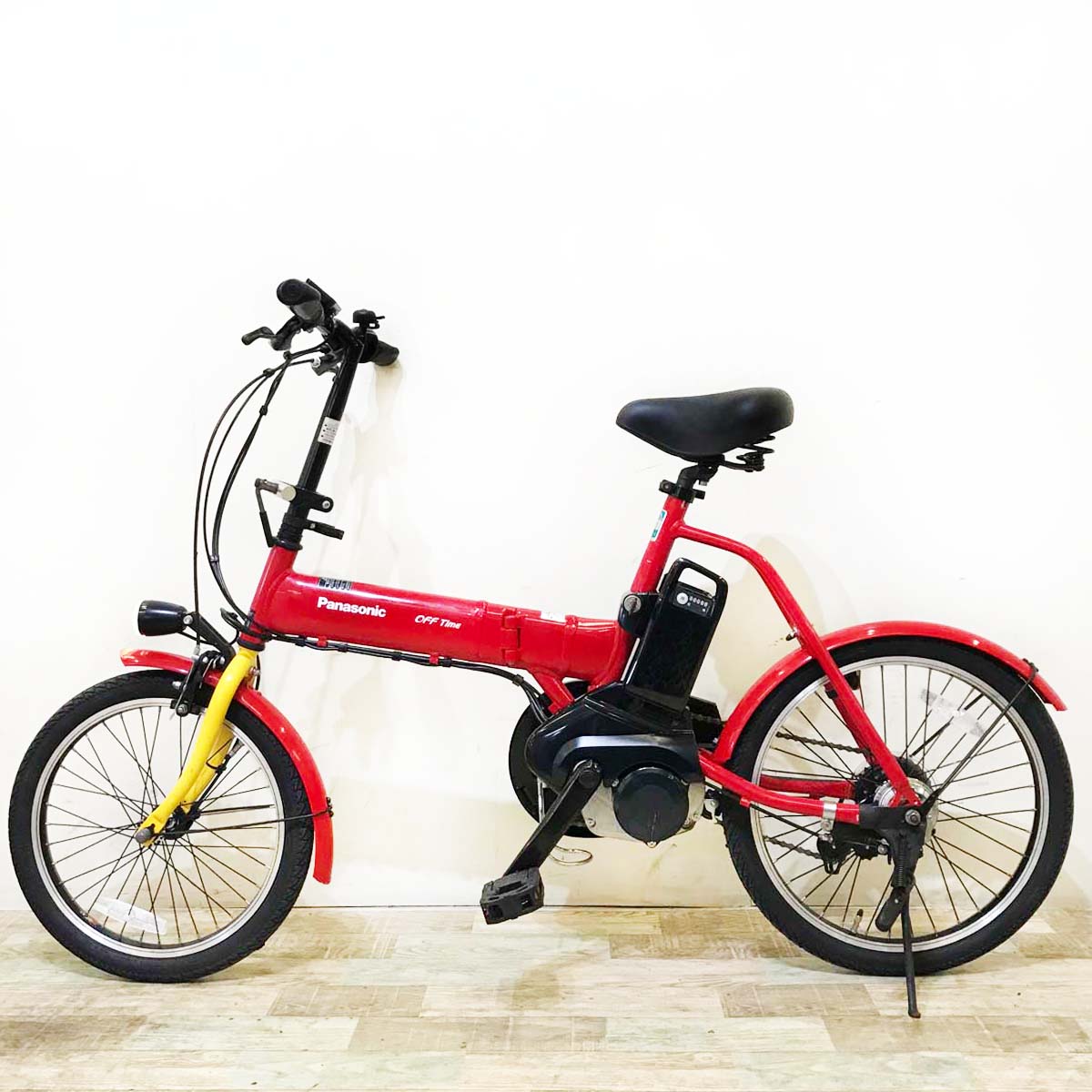 折りたたみ パナソニック オフタイム レッド × イエロー 前18×後20インチ KT125 【中古車】