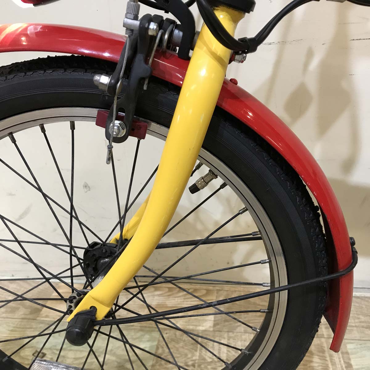 折りたたみ パナソニック オフタイム レッド × イエロー 前18×後20インチ KT127 【中古車】