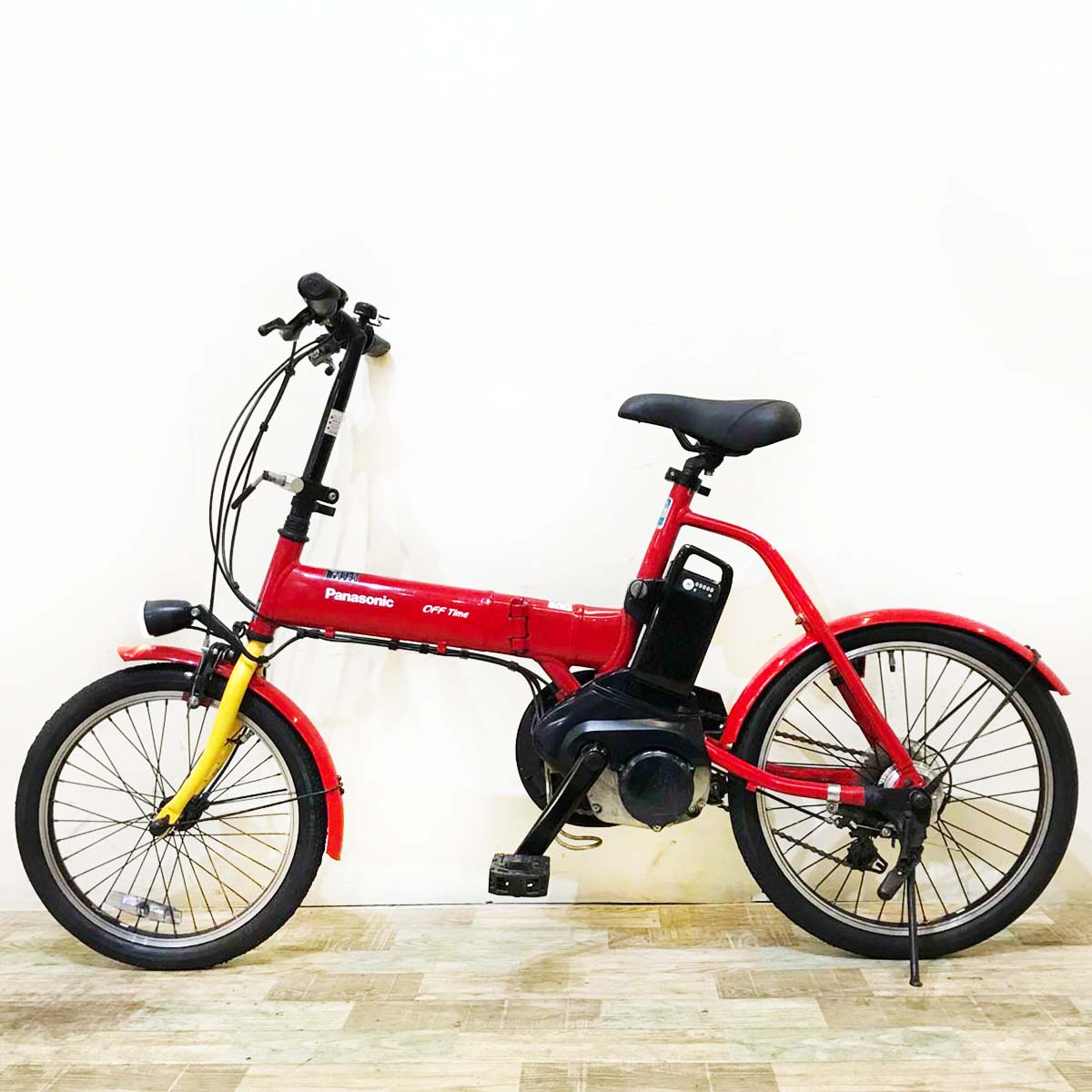 折りたたみ パナソニック オフタイム レッド × イエロー 前18×後20インチ KT127 【中古車】