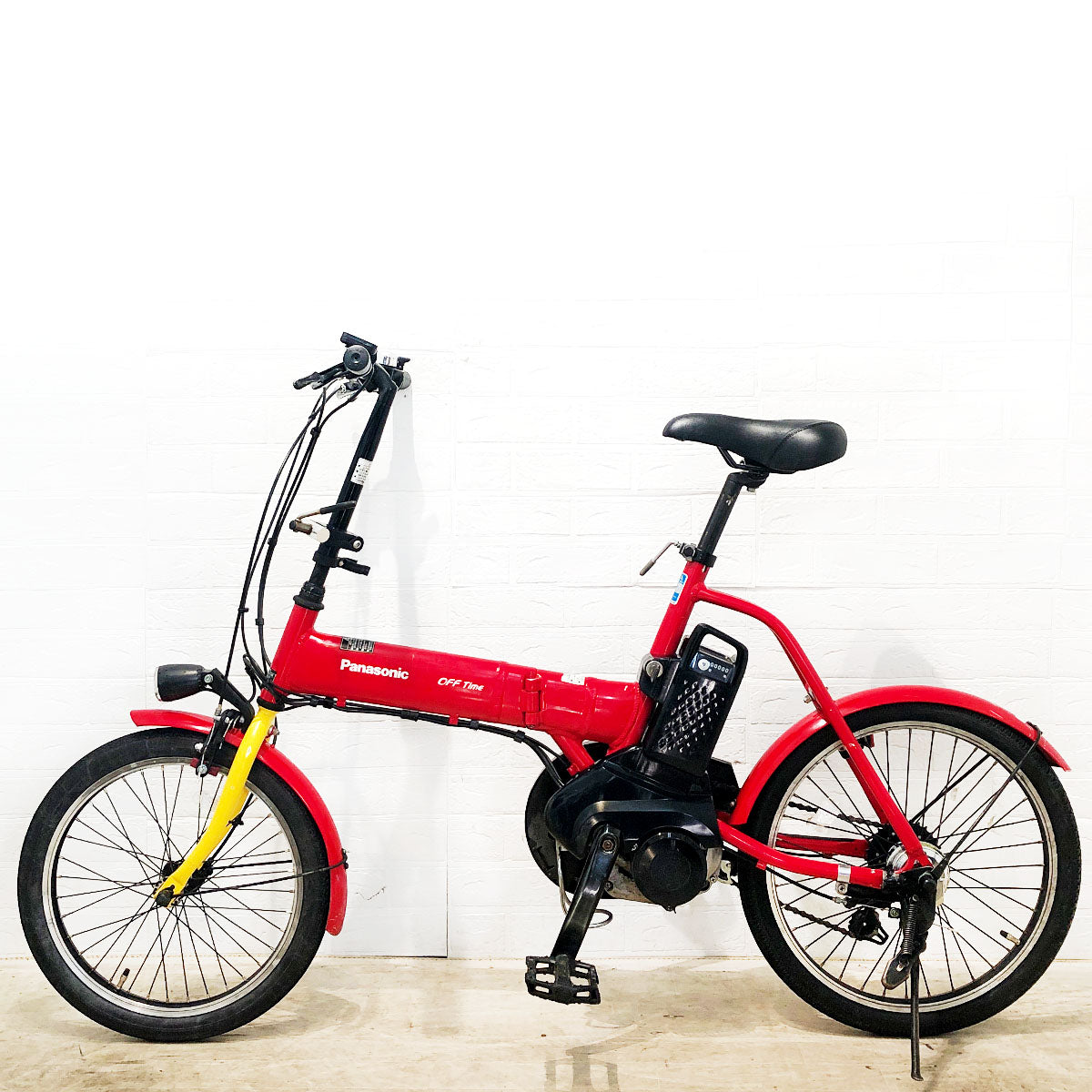 折りたたみ パナソニック オフタイム レッド × イエロー 前18×後20インチ YN031 【中古車】