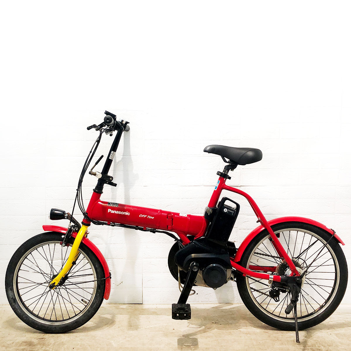 折りたたみ パナソニック オフタイム レッド × イエロー 前18×後20インチ YN039 【中古車】