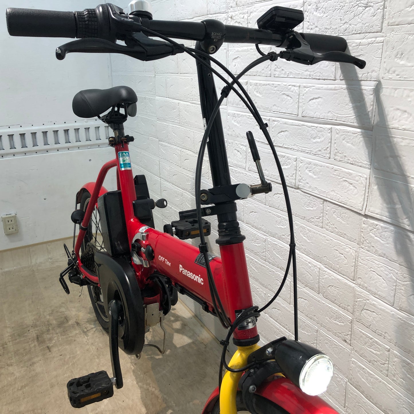 折りたたみ パナソニック オフタイム レッド × イエロー 前18×後20インチ YN039 【中古車】