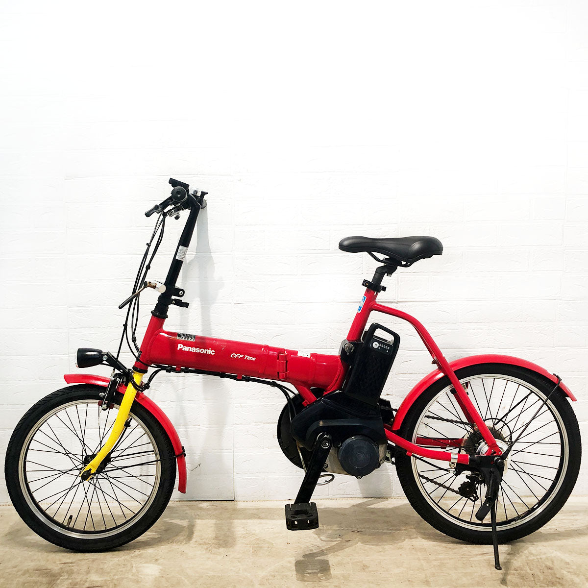 折りたたみ パナソニック オフタイム レッド × イエロー 前18×後20インチ YN054 【中古車】