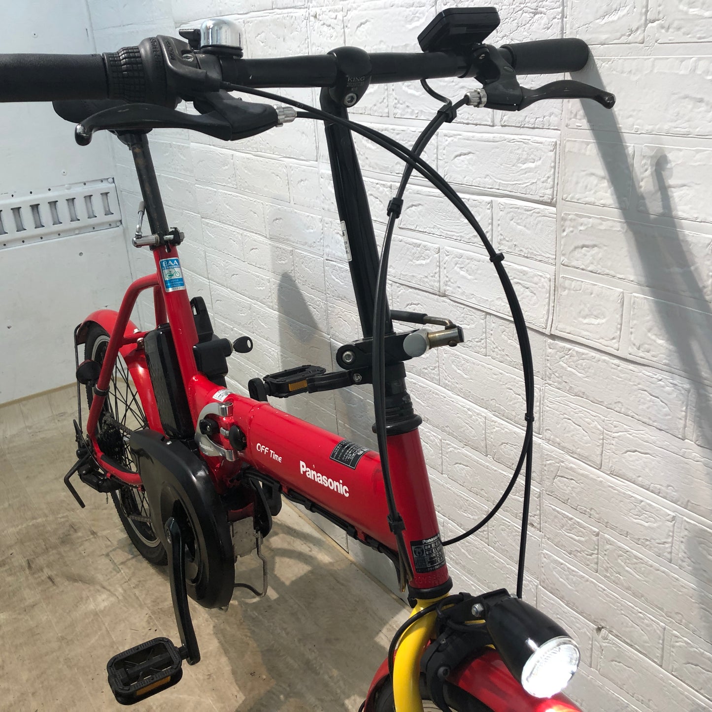 折りたたみ パナソニック オフタイム レッド × イエロー 前18×後20インチ YN058 【中古車】