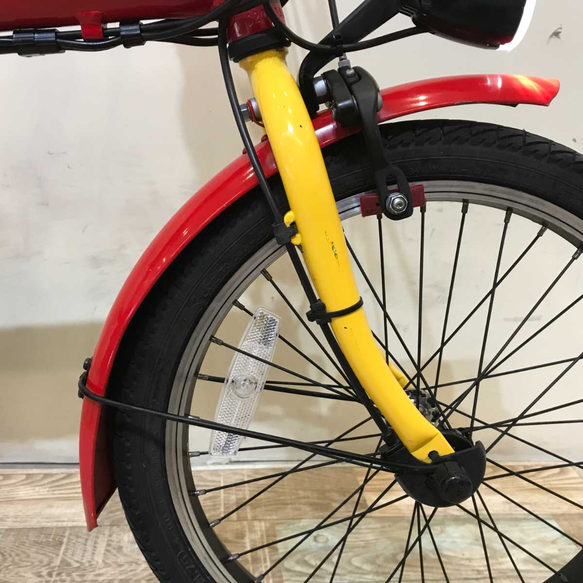 折りたたみ パナソニック オフタイム レッド × イエロー 前18×後20インチ KQ124【中古車】