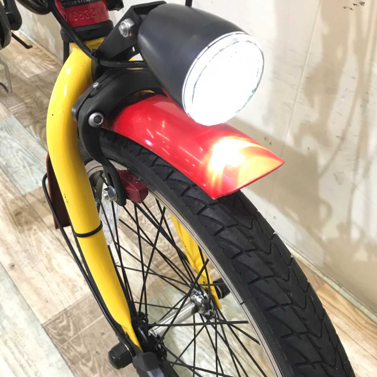 折りたたみ パナソニック オフタイム レッド × イエロー 前18×後20インチ KQ124【中古車】