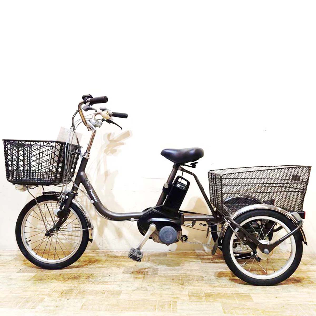 中古電動自転車 パナソニック ビビ ライフ グレー 前18×後16インチ KD026