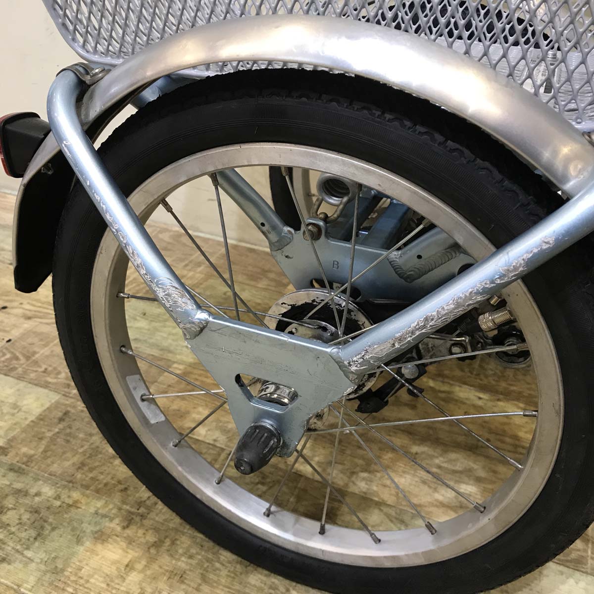 中古電動自転車 ブリヂストン アシスタ ワゴン ブルー 前18×後16インチ KB092