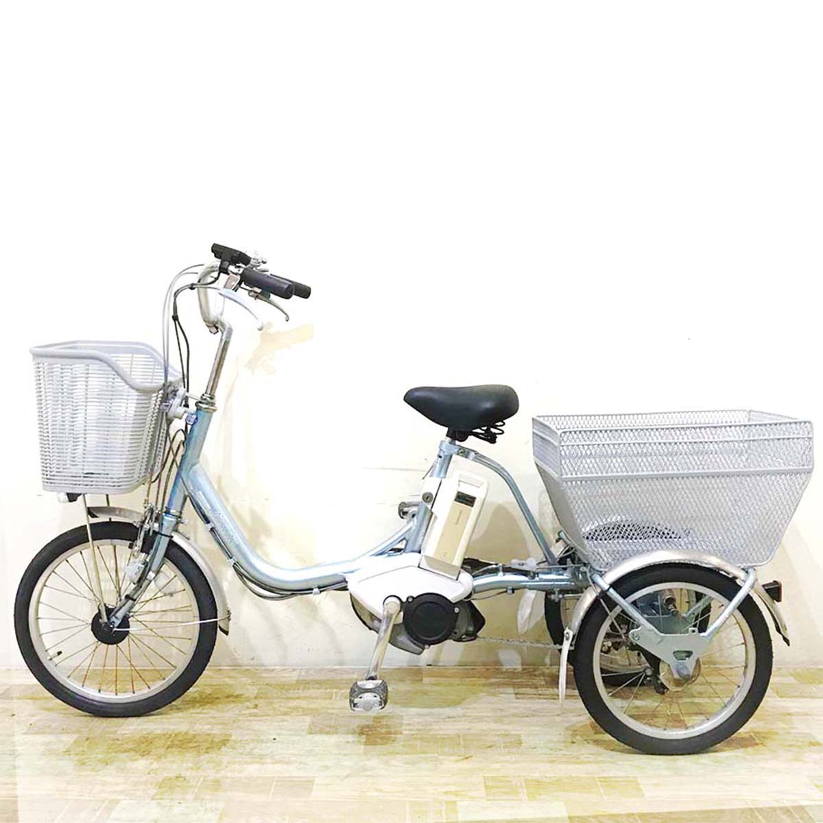 中古電動自転車 ブリヂストン アシスタ ワゴン ブルー 前18×後16インチ KB092