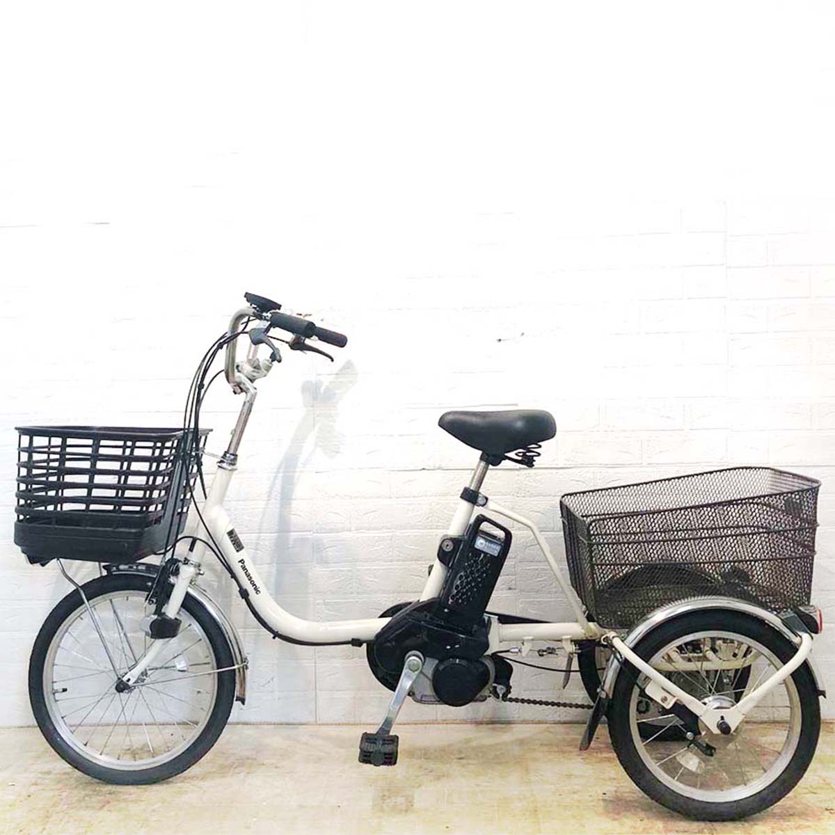 中古電動自転車 パナソニック ビビ ライフ ホワイト 前18×後16インチ YD033 