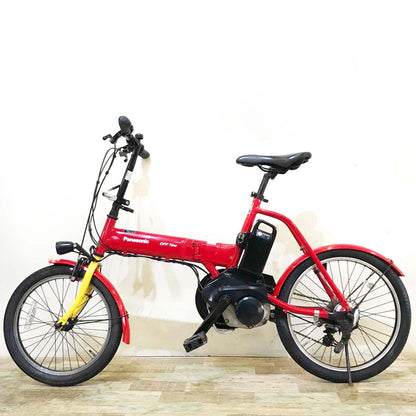 折りたたみ パナソニック オフタイム レッド × イエロー 前18×後20インチ KX113 【中古車】