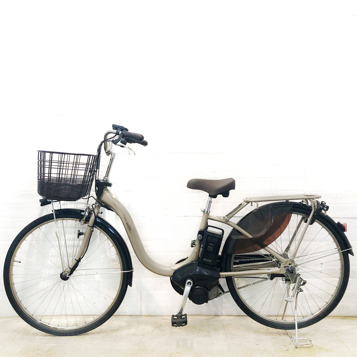中古電動自転車 ヤマハ PAS With パス ウィズ ベージュ 26インチ YE049