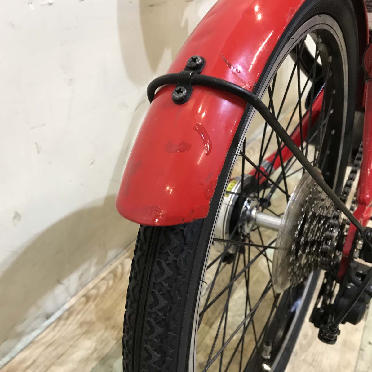 折りたたみ パナソニック オフタイム レッド × イエロー 前18×後20インチ KT127 【中古車】