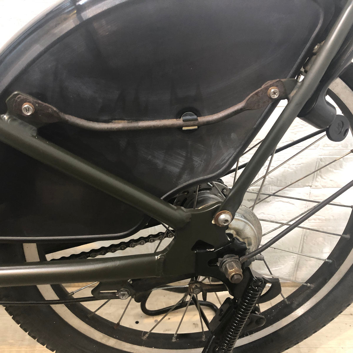 中古電動自転車 ヤマハ PAS Kiss mini  パス キッス ミニ カーキ 20インチ YE076