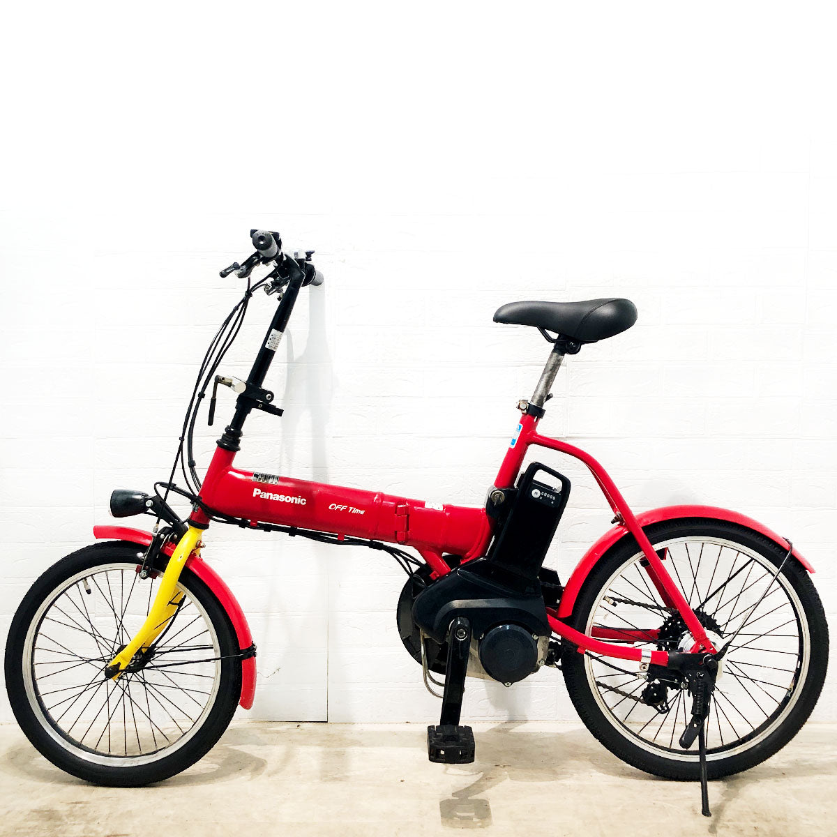 折りたたみ パナソニック オフタイム レッド × イエロー 前18×後20インチ YN043 【中古車】