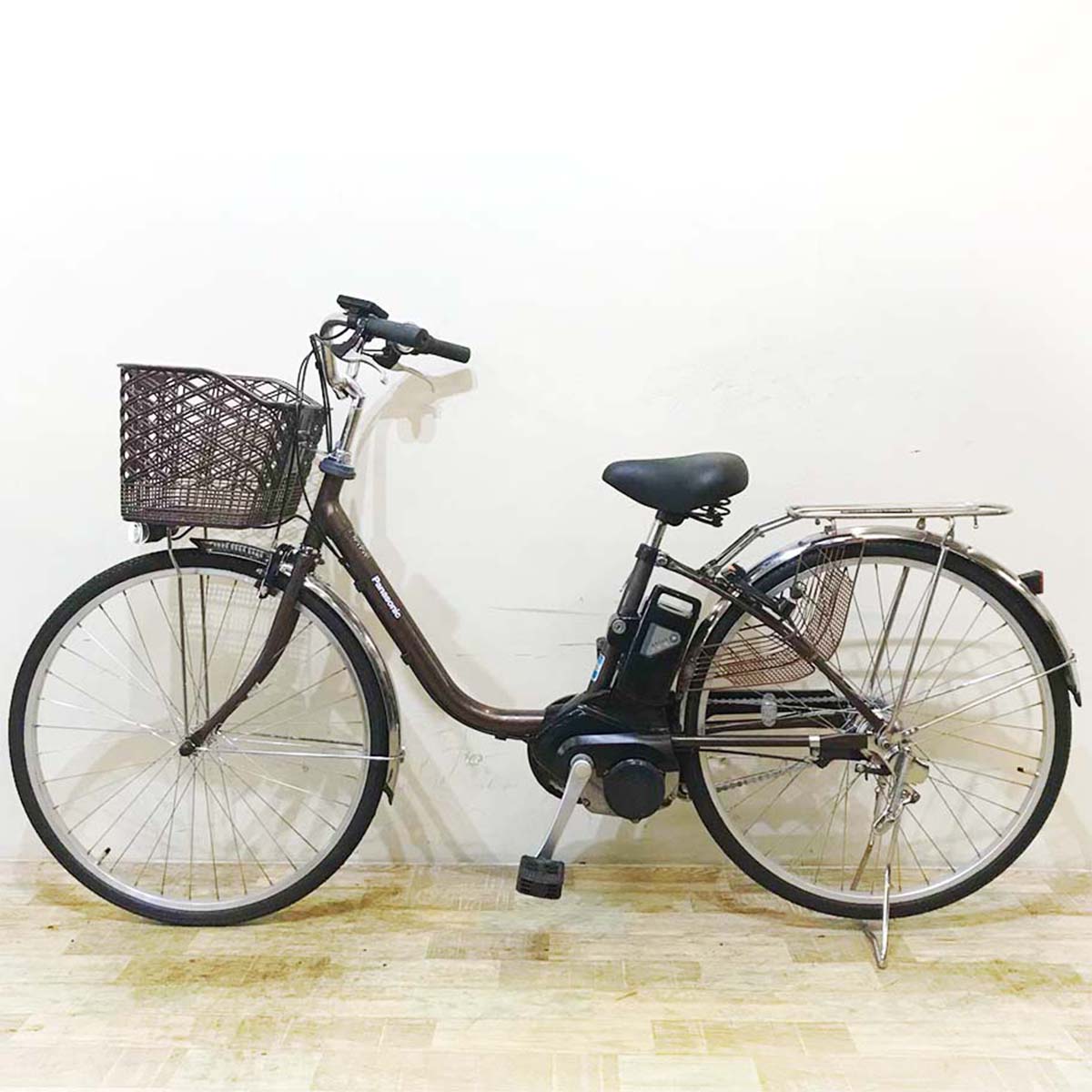 中古電動自転車 パナソニック ビビ ブラウン 26インチ KD056