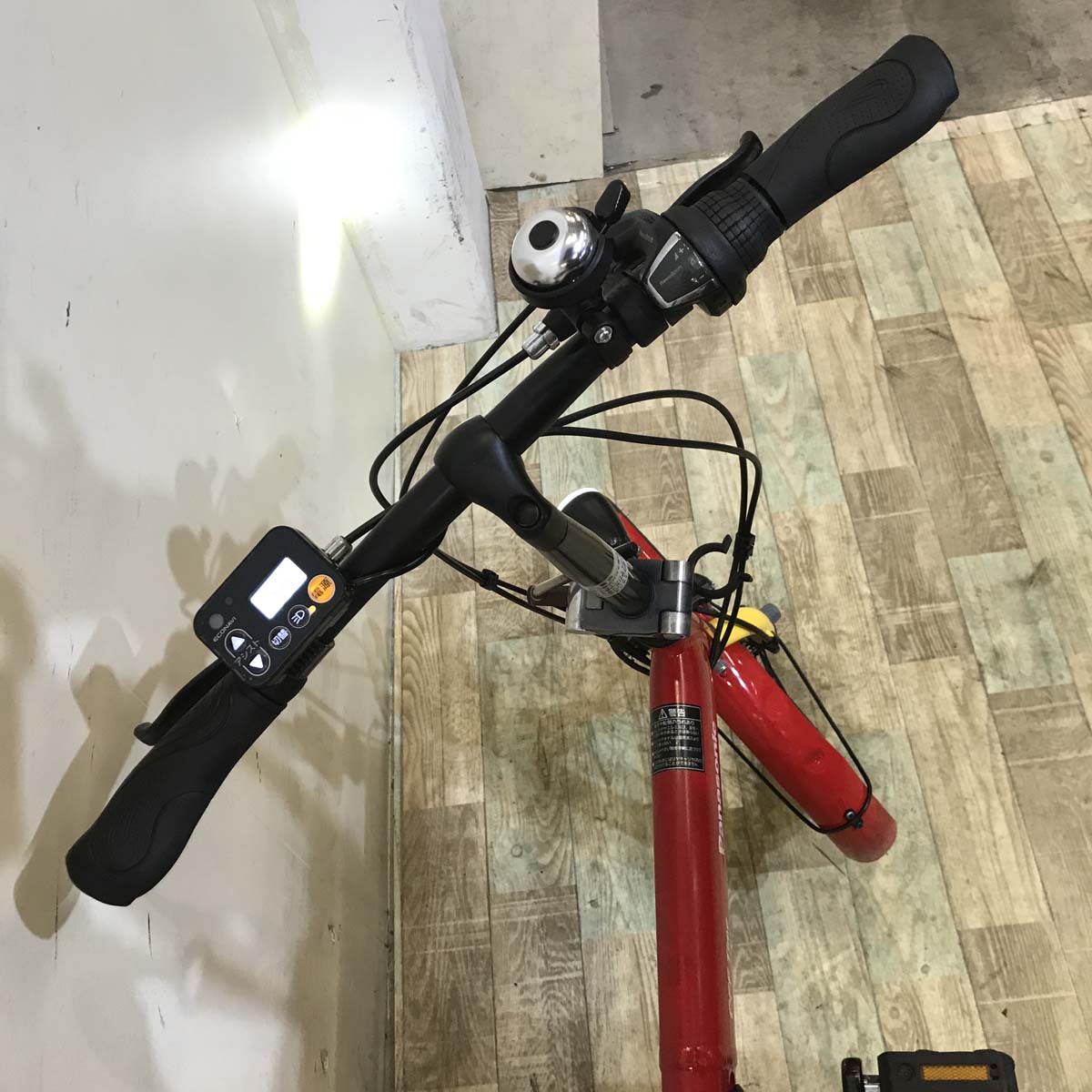 中古電動自転車 折りたたみ パナソニック オフタイム レッド×イエロー 前18×後20インチ KD085 