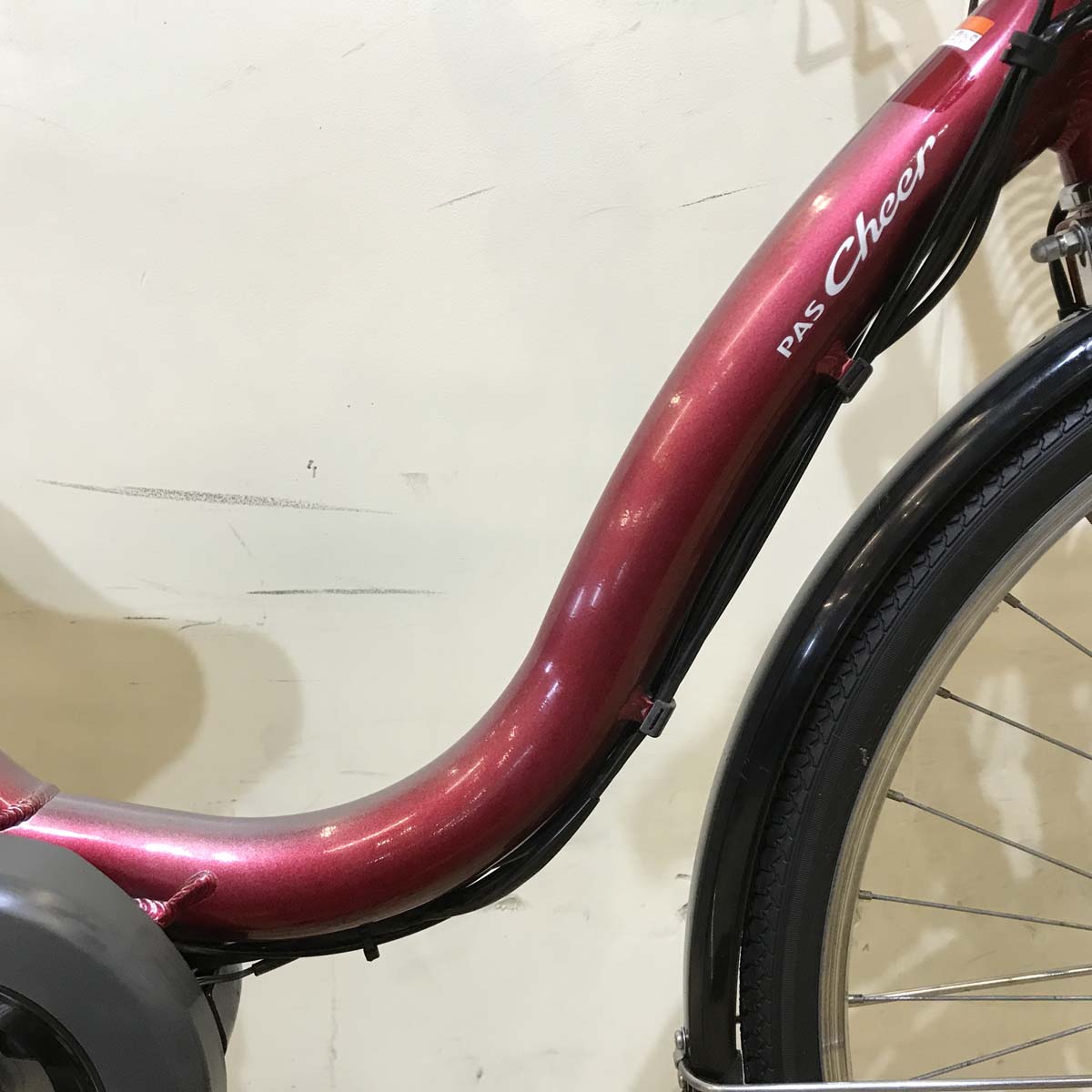 中古電動自転車 ヤマハ PAS Cheer パス チア レッド 26インチ KD121 