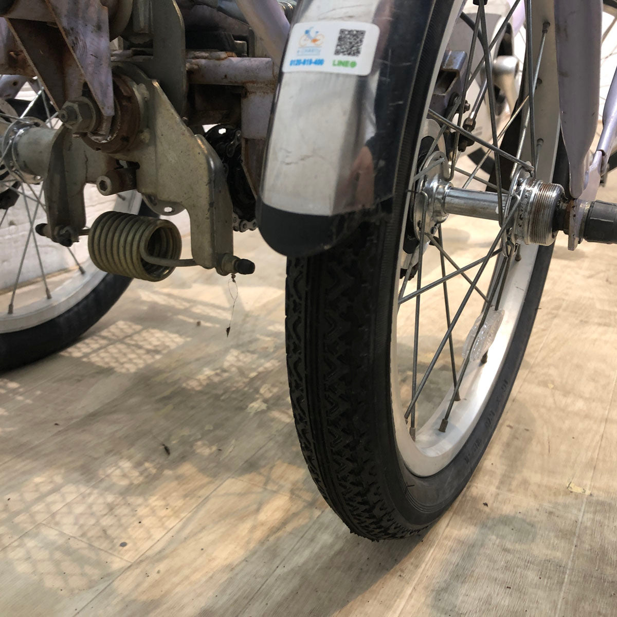 中古電動自転車 パナソニック かろやかライフ EB パープル 前18×後16インチ YX075