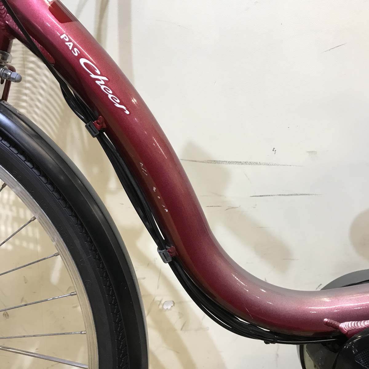 中古電動自転車 ヤマハ PAS Cheer パス チア レッド 26インチ KD121 