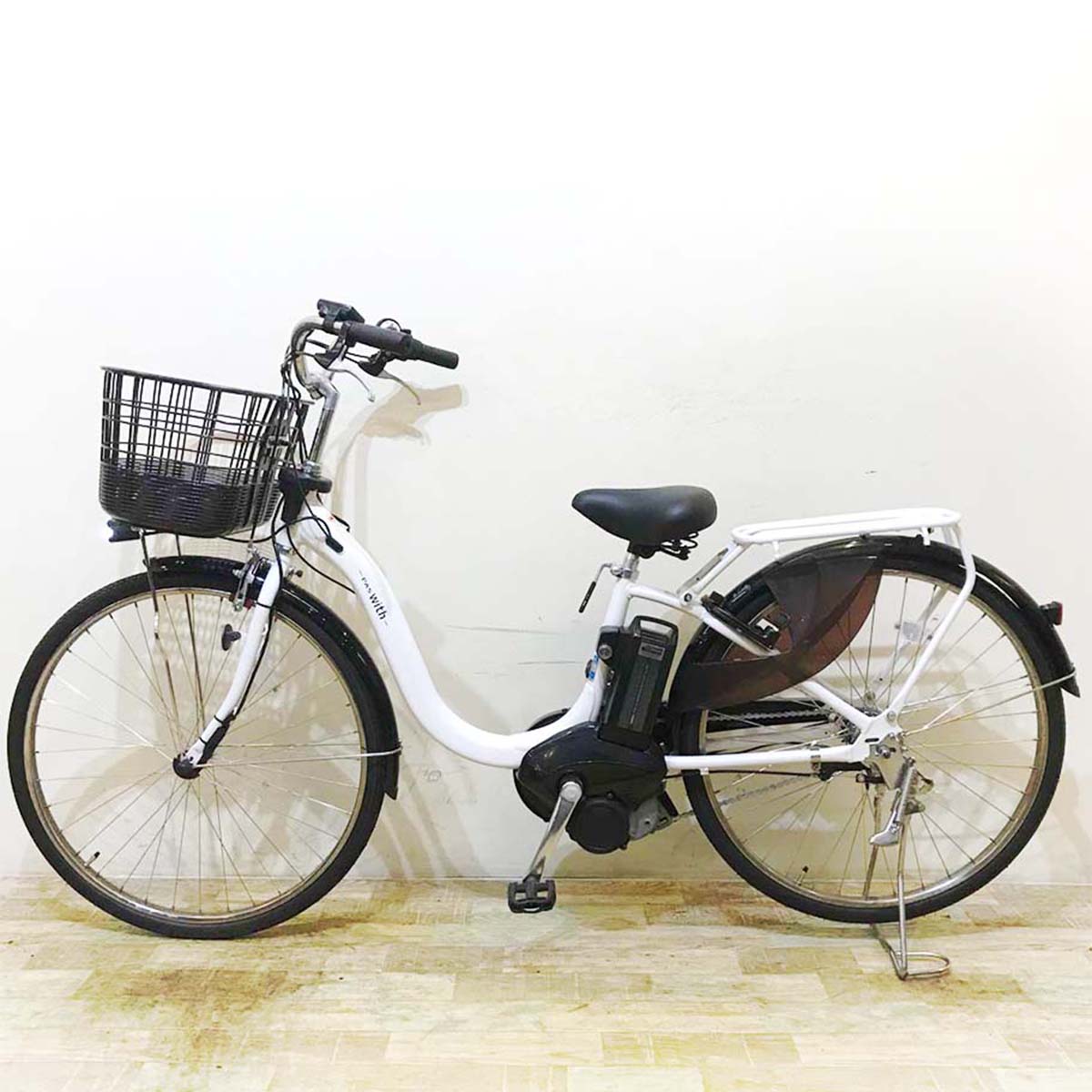 中古電動自転車 ヤマハ PAS With パス ウィズ ホワイト 26インチ KE013 