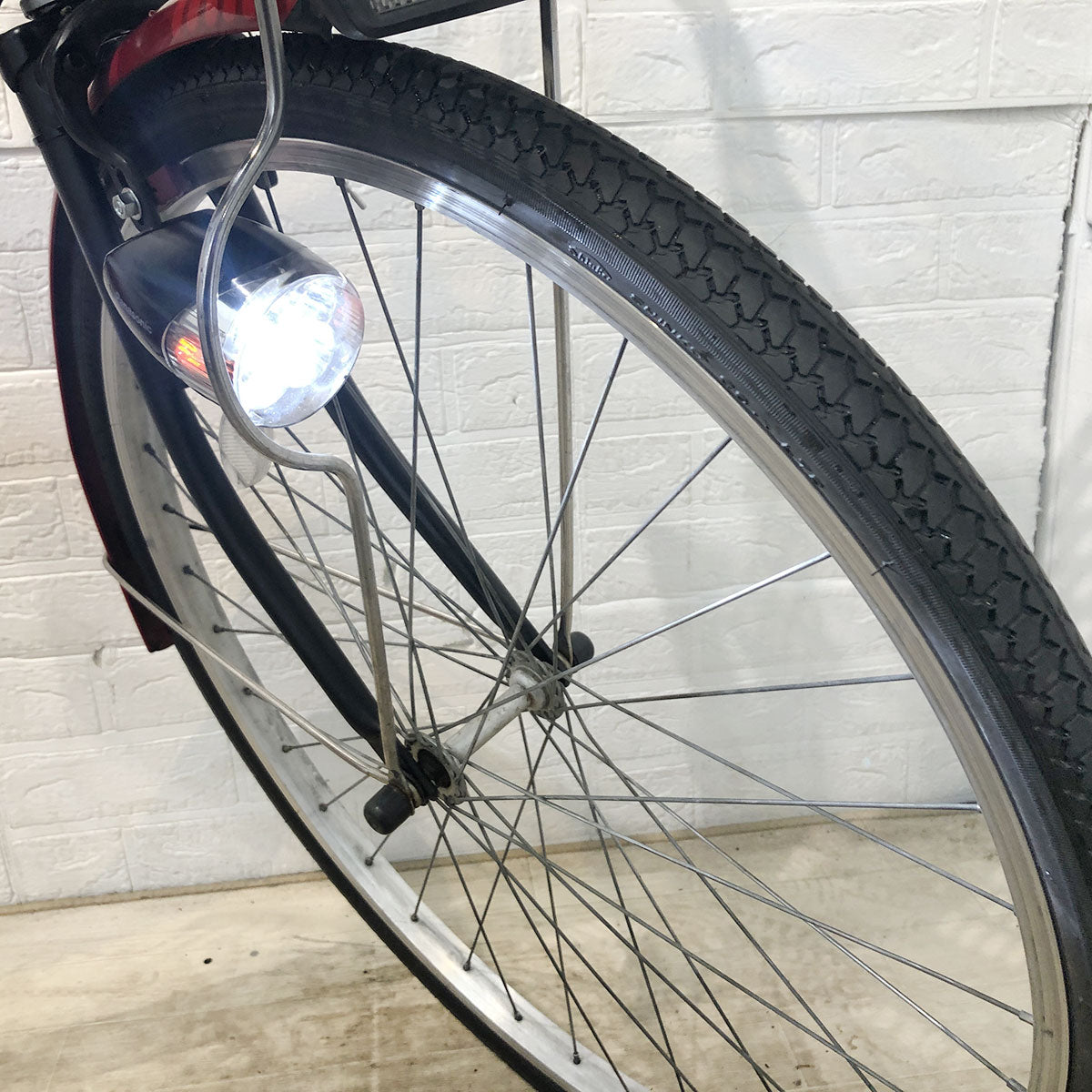 中古電動自転車 パナソニック ビビ スタイル NX レッド 26インチ YF021 
