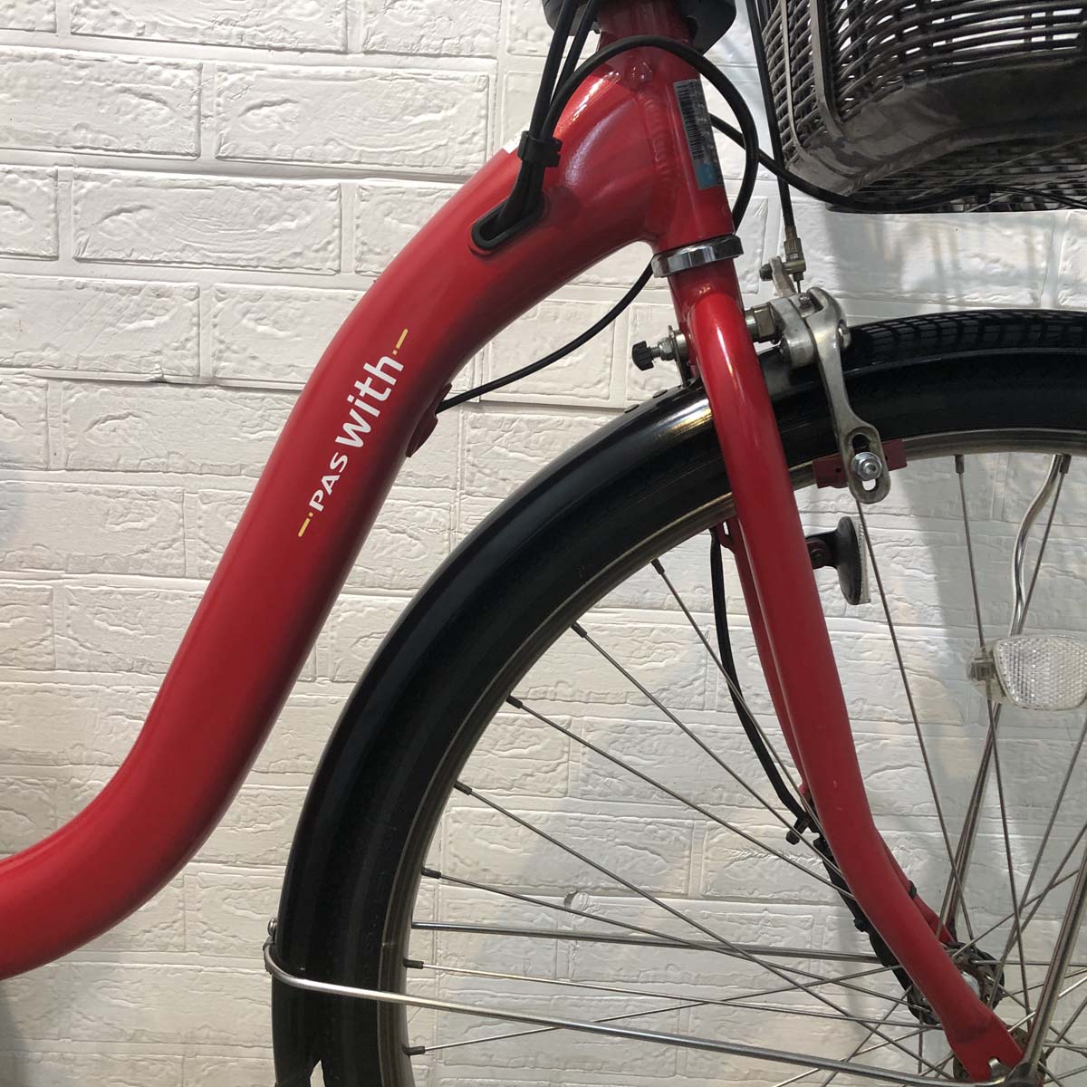 中古電動自転車 ヤマハ PAS With パス ウィズ レッド 26インチ YF034