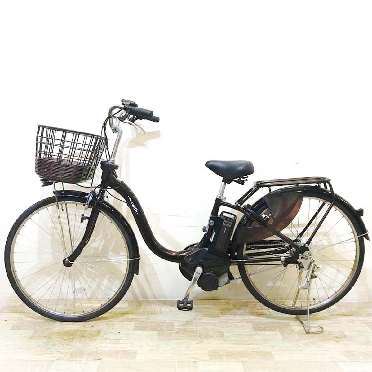 中古電動自転車 ヤマハ PAS With パス ウィズ ブラウン 26インチ KZ128