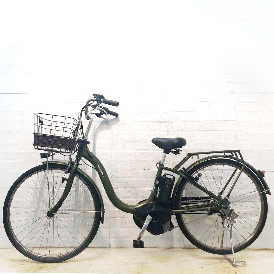 中古電動自転車 ヤマハ PAS With DX パス ウィズ DX グリーン 26インチ YF135