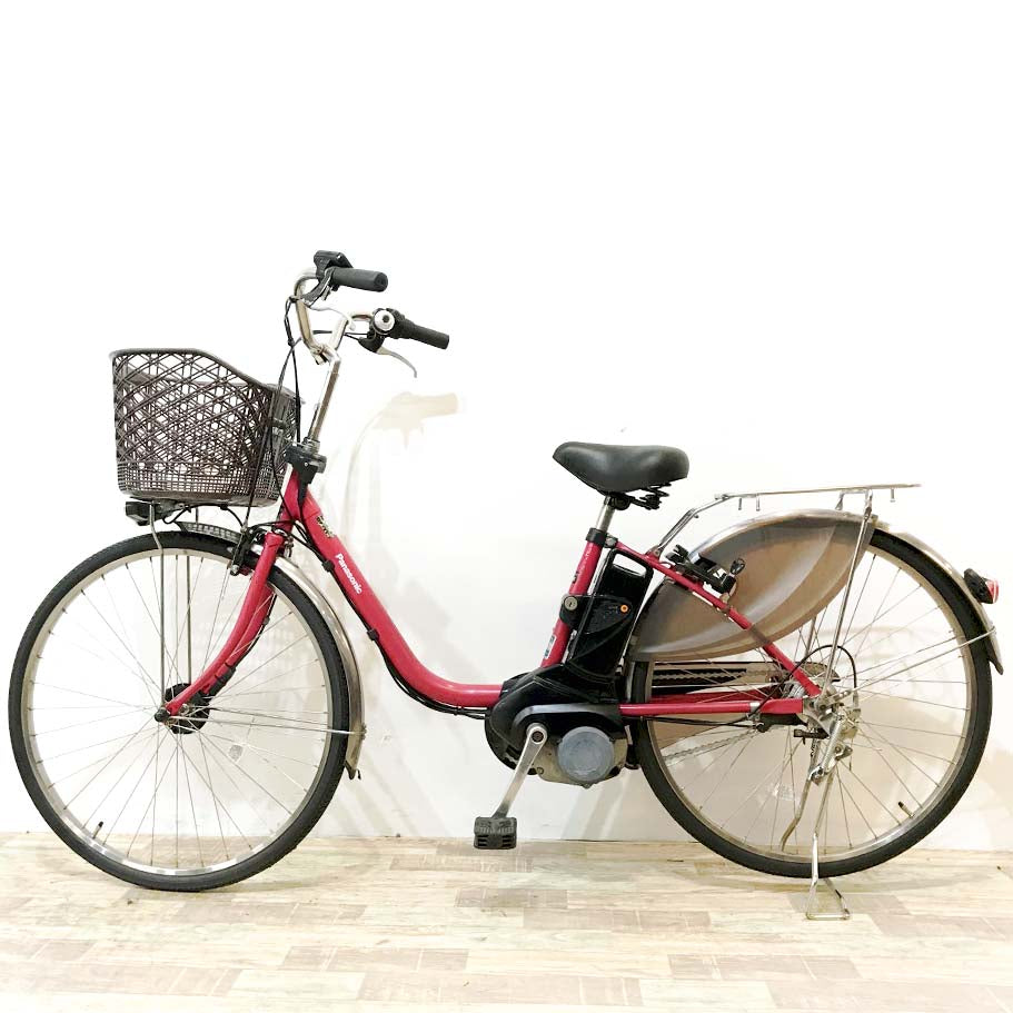 中古電動自転車 パナソニック ビビDX レッド 26インチ KJ069