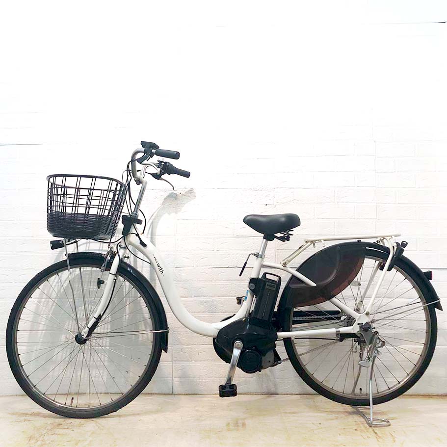 中古電動自転車 ヤマハ PAS With パス ウィズ ホワイト 26インチ YF136 