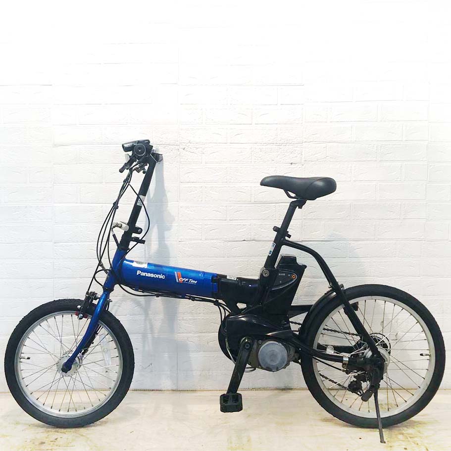 中古電動自転車 折りたたみ パナソニック オフタイム ブルー×ブラック 前18×後20インチ YG001 