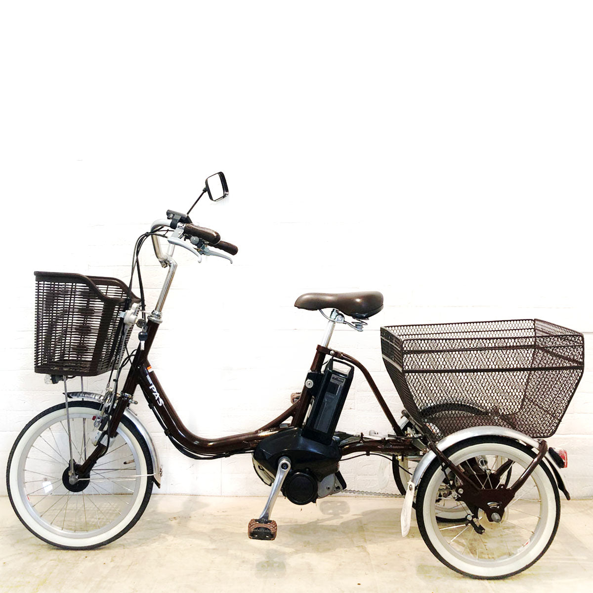 中古電動自転車 ヤマハ PAS パス ワゴン ブラウン 前18×後16インチ YA094