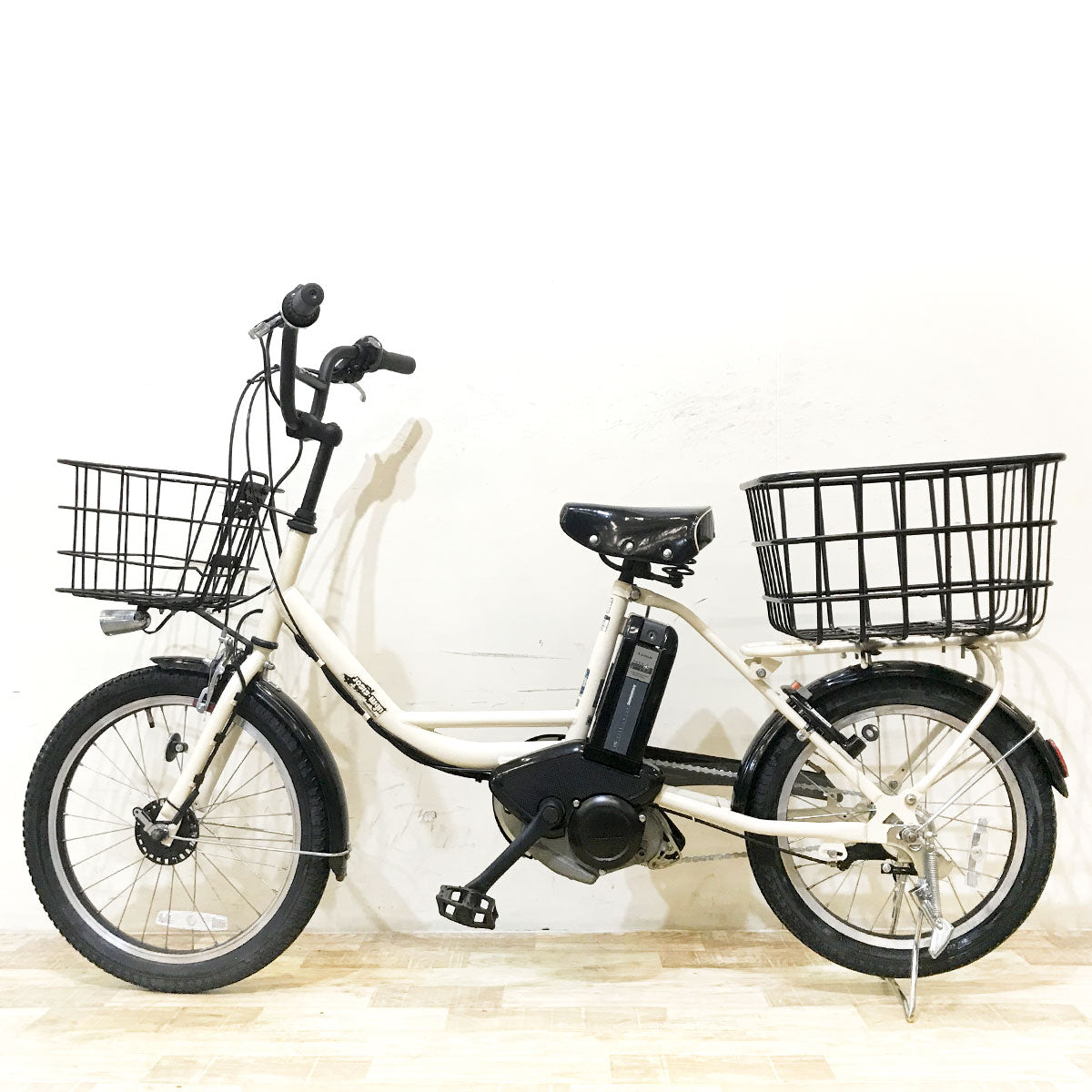中古電動自転車 ブリヂストン ジョシスワゴン アイボリーホワイト 前20×後18インチ KF030 