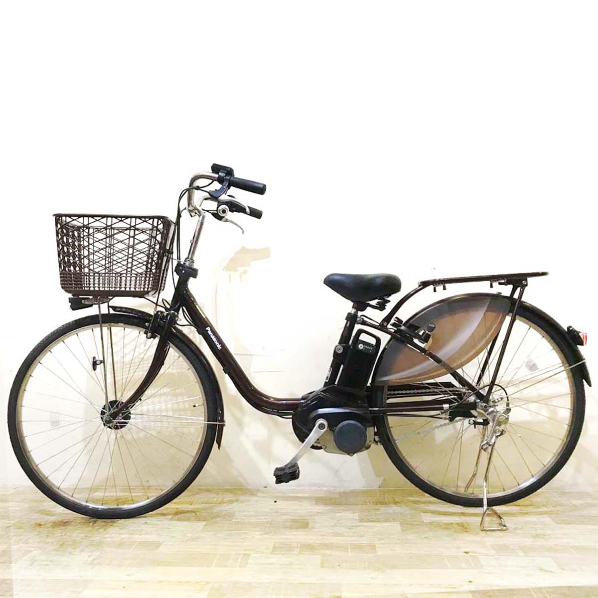 中古電動自転車 パナソニック ビビ スタイル ブラウン 26インチ KA054