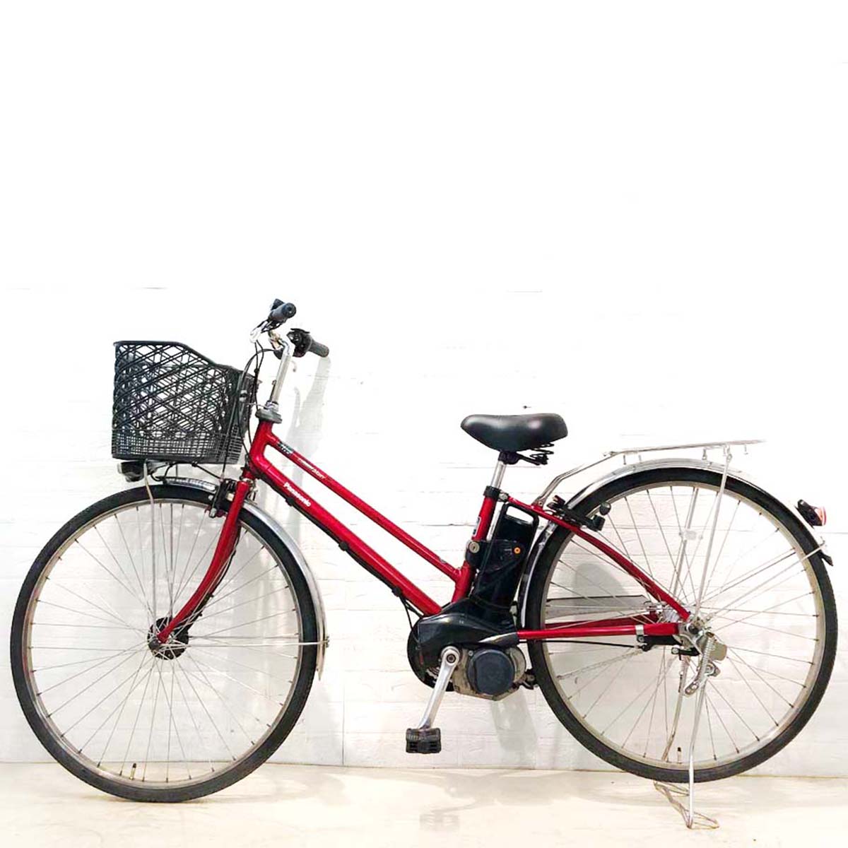 中古電動自転車 新品バッテリー パナソニック ビビ DX CITY ビビ DX シティ レッド 27インチ YB093