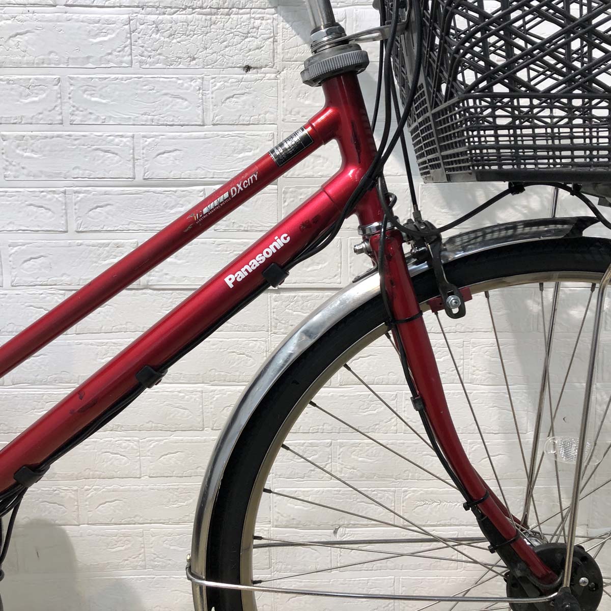 中古電動自転車 新品バッテリー パナソニック ビビ DX CITY ビビ DX シティ レッド 27インチ YB093