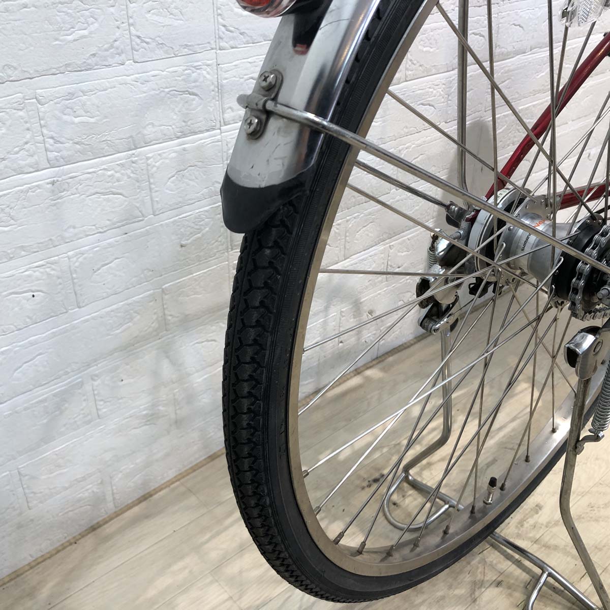 中古電動自転車 新品バッテリー パナソニック ビビ DX CITY ビビ DX シティ レッド 27インチ YB093