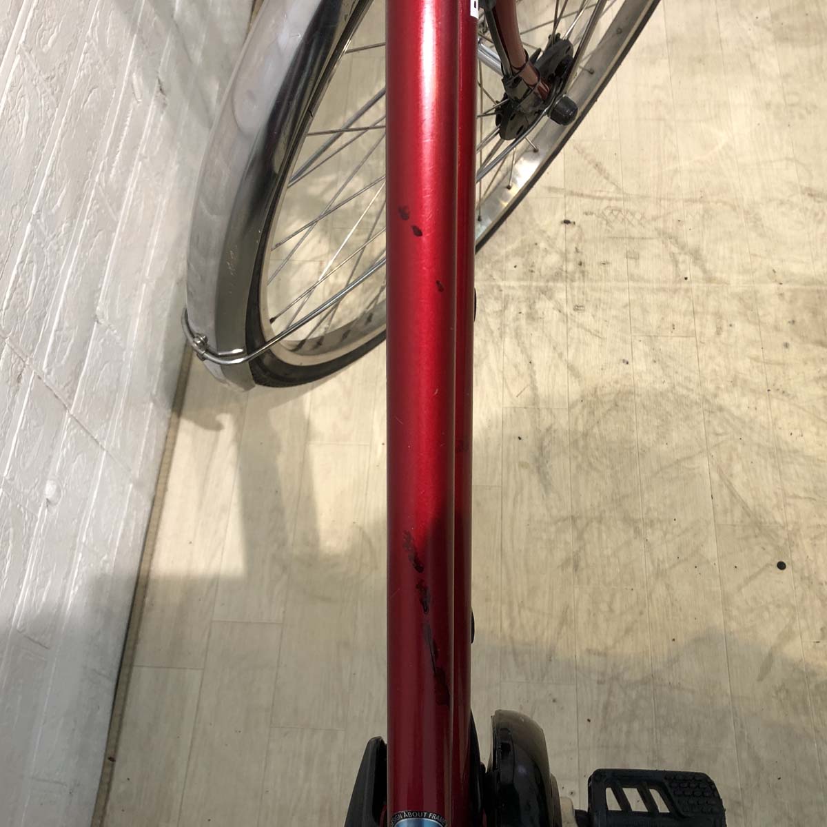 中古電動自転車 新品バッテリー パナソニック ビビ DX CITY ビビ DX シティ レッド 27インチ YB093
