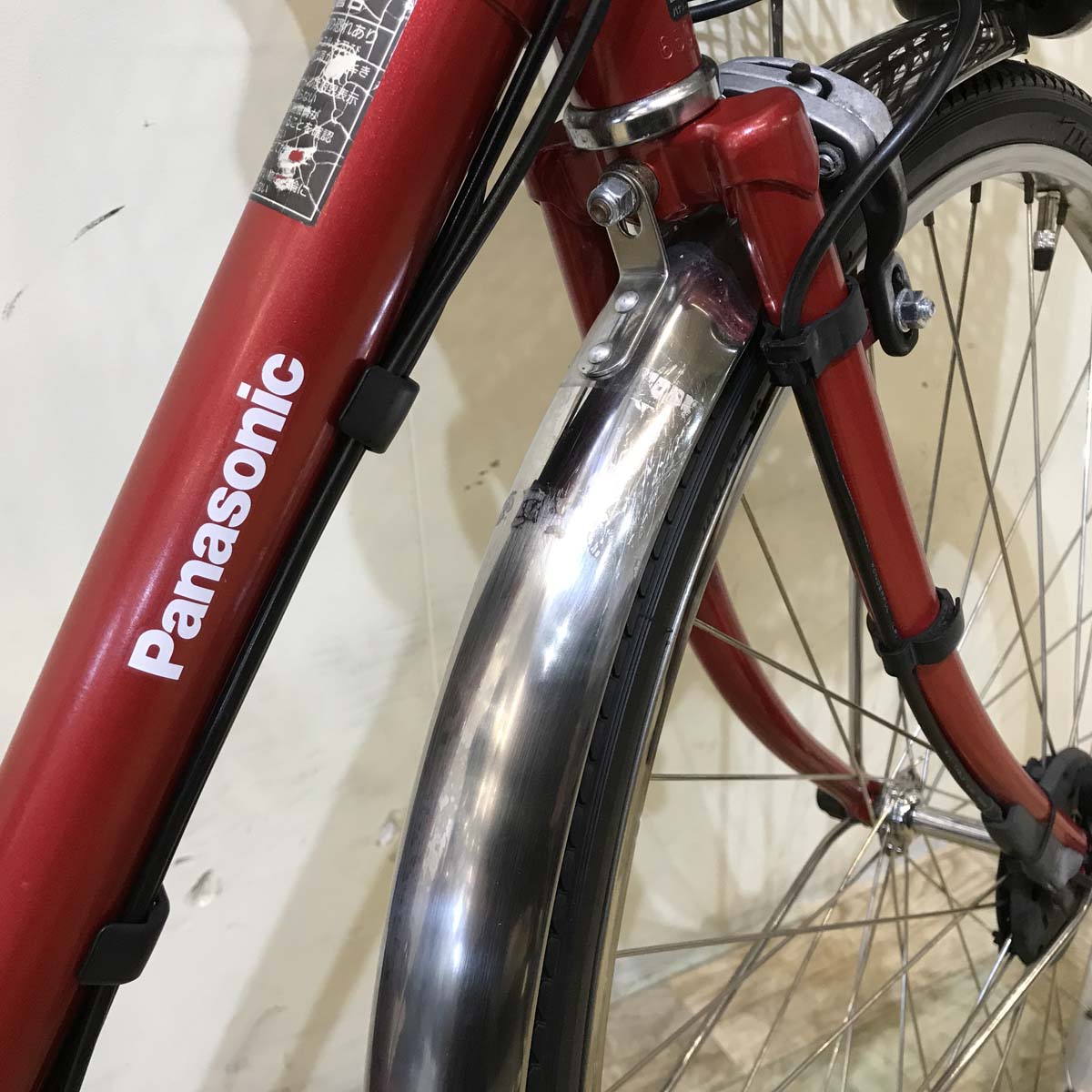 中古電動自転車 パナソニック ビビDX レッド 26インチ KG049