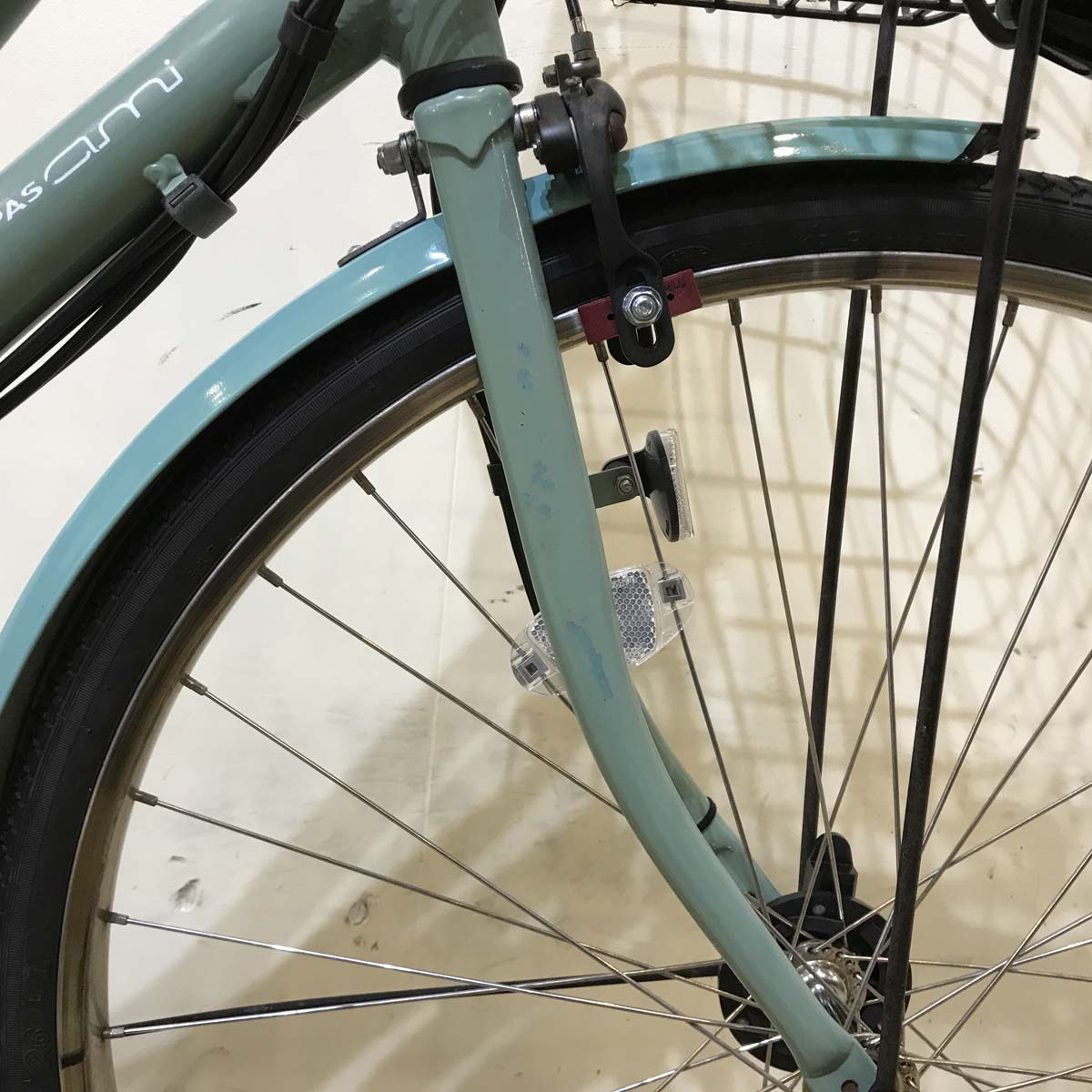 中古電動自転車 ヤマハ PAS アミ グリーン 26インチ KG057