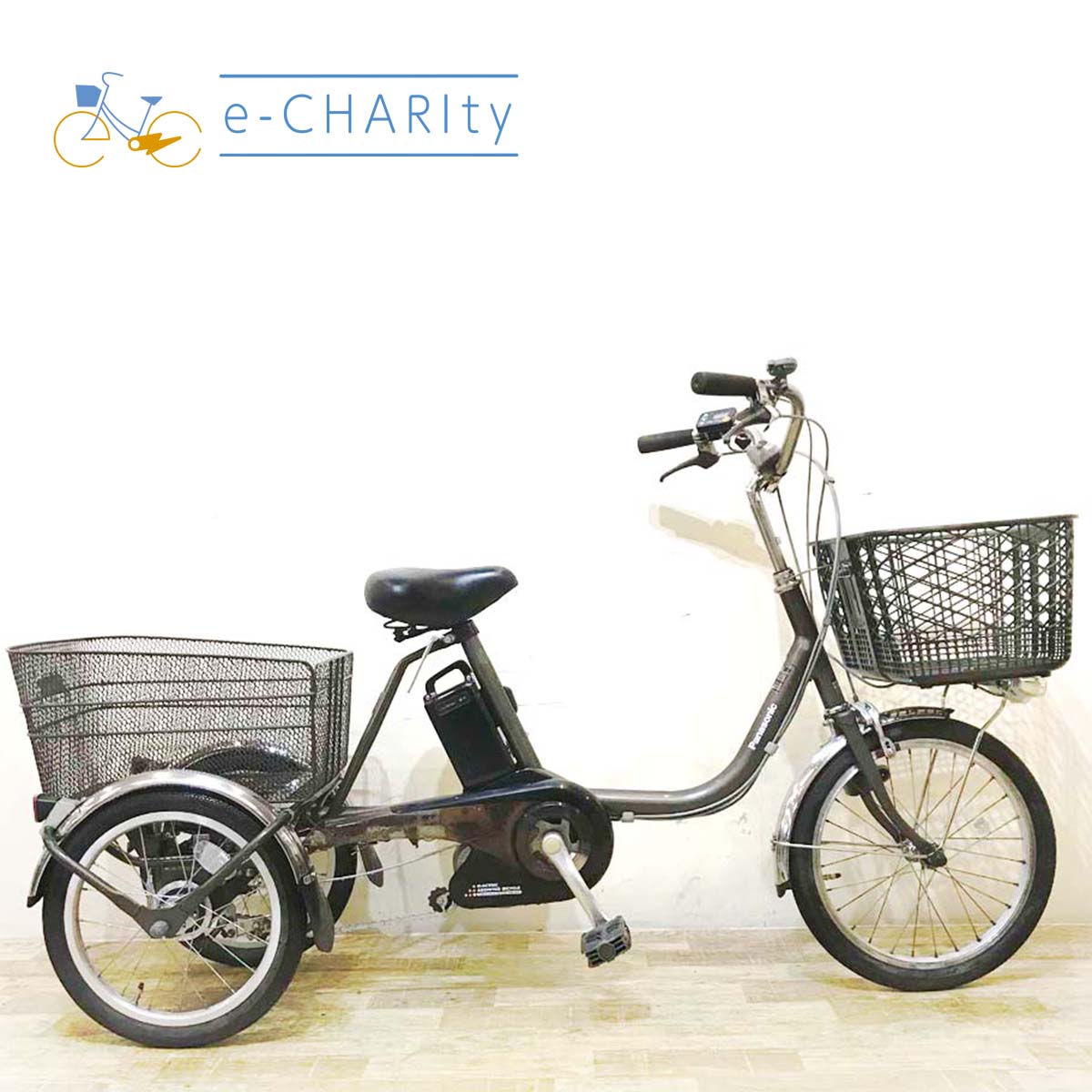 中古電動自転車 パナソニック ビビ ライフ グレー 前18×後16インチ KD026