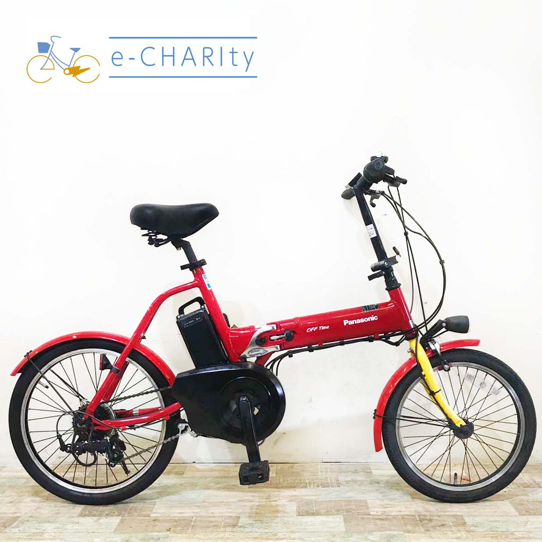 折りたたみ パナソニック オフタイム レッド × イエロー 前18×後20インチ KT092 【中古車】