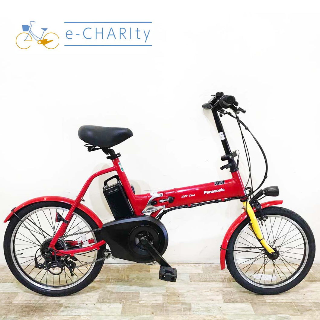 折りたたみ パナソニック オフタイム レッド × イエロー 前18×後20インチ KT125 【中古車】