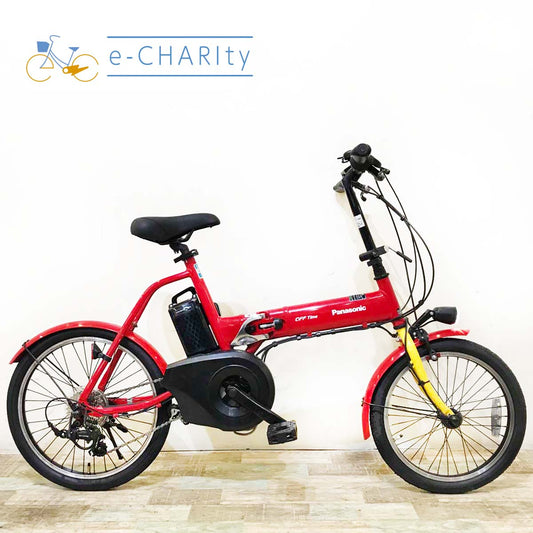 折りたたみ パナソニック オフタイム レッド × イエロー 前18×後20インチ KT127 【中古車】