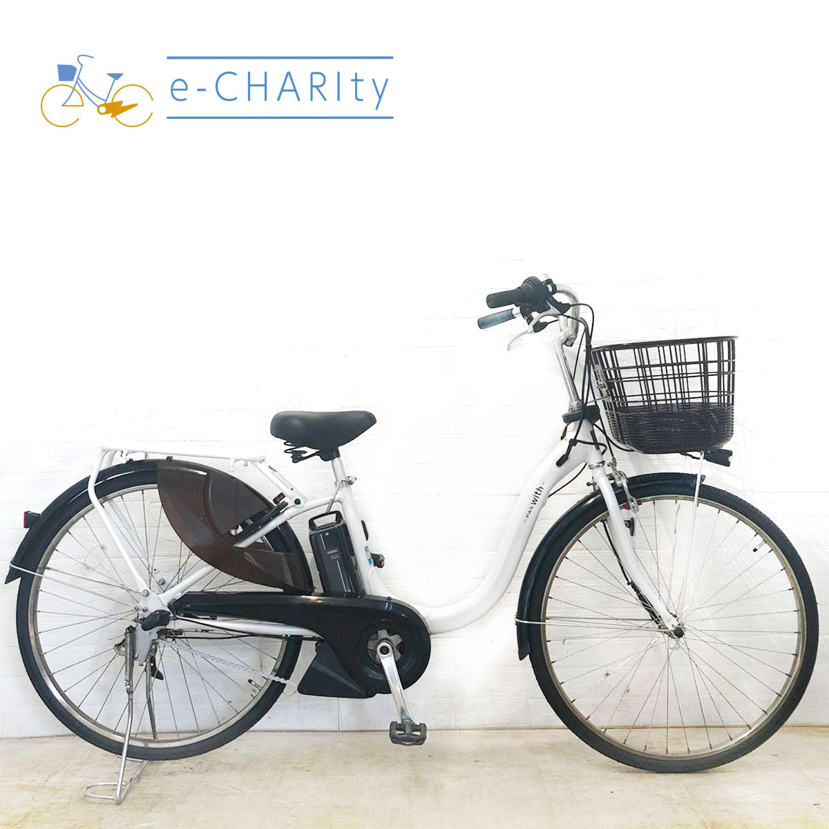 中古電動自転車 ヤマハ PAS With パス ウィズ ホワイト 26インチ YD038