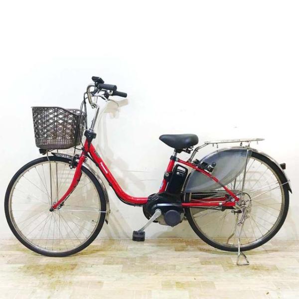 中古電動自転車  パナソニック ビビ DX レッド 26インチ KC079